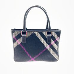 〇〇 BURBERRY バーバリー ハンドバッグ  ブラック x パープル Bランク