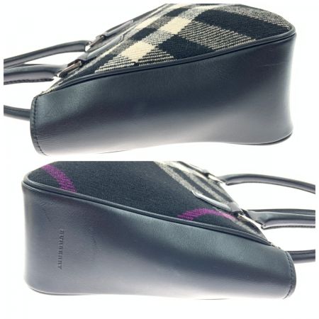  BURBERRY バーバリー ハンドバッグ  ブラック x パープル
