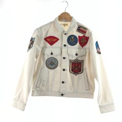 〇〇 AVIREX アビレックス メンズ デニムジャケット トップガンデニムジャケット サイズM 6112113 ホワイト Bランク