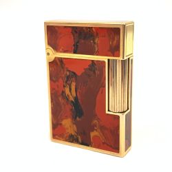 〇〇 S.T.Dupont エステーデュポン ギャッツビー 漆 マーブル ローラーガスライター ブラウン 現状渡し Dランク