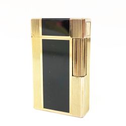 〇〇 S.T.Dupont エステーデュポン ライン1 ロング 都彰 ガスライター 着火確認済  ゴールド×ブラック 現状渡し Bランク