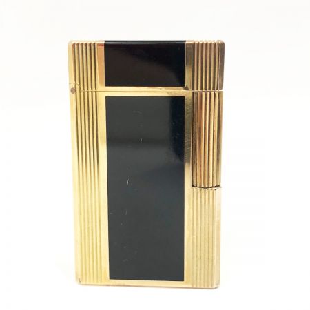  S.T.Dupont エステーデュポン ライン1 ロング 都彰 ガスライター 着火確認済  ゴールド×ブラック 現状渡し