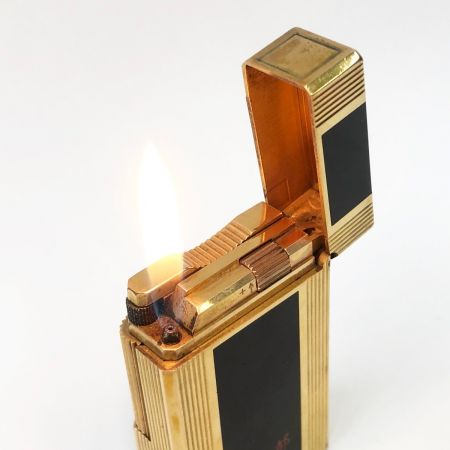  S.T.Dupont エステーデュポン ライン1 ロング 都彰 ガスライター 着火確認済  ゴールド×ブラック 現状渡し