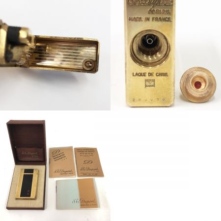  S.T.Dupont エステーデュポン ライン1 ロング 都彰 ガスライター 着火確認済  ゴールド×ブラック 現状渡し