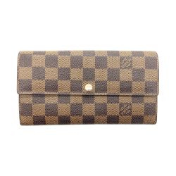 〇〇 LOUIS VUITTON ルイヴィトン ダミエ ポシェット ポルト モネ クレディ 二つ折り財布 N61734 ブラウン  Cランク
