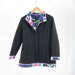 〇〇 LEONARD レオナール レディース 中綿ジャケット サイズ38 ブラック×ブルー Aランク