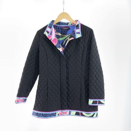  LEONARD レオナール レディース 中綿ジャケット サイズ38 ブラック×ブルー