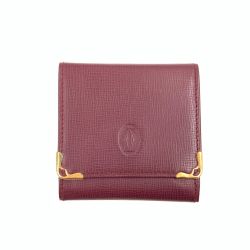 〇〇 Cartier カルティエ マストライン 二つ折り コインケース ボルドー レッド Bランク