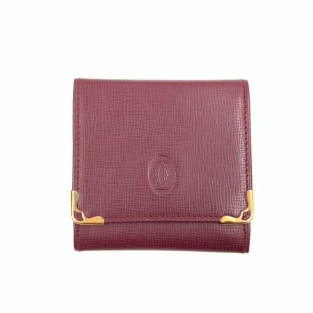  Cartier カルティエ マストライン 二つ折り コインケース ボルドー レッド