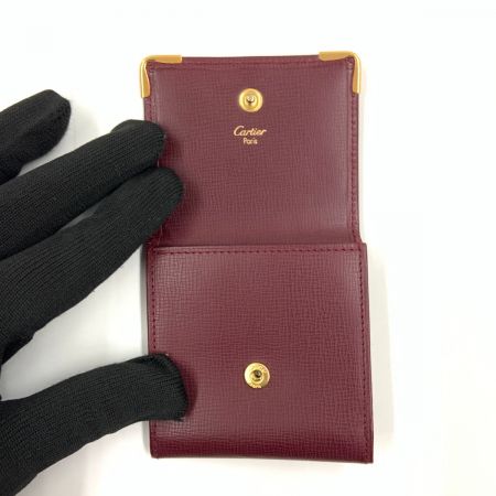  Cartier カルティエ マストライン 二つ折り コインケース ボルドー レッド