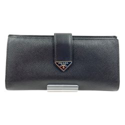 〇〇 PRADA プラダ サフィアーノ トライアングル ロゴ 長財布  1MV025 ブラック Bランク