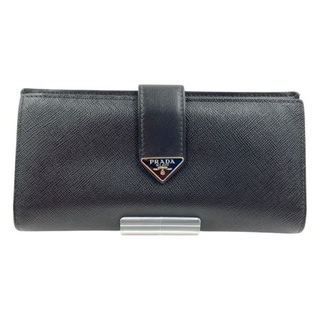  PRADA プラダ サフィアーノ トライアングル ロゴ 長財布  1MV025 ブラック