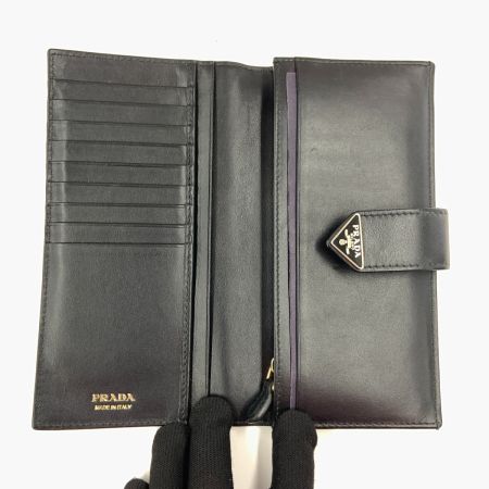  PRADA プラダ サフィアーノ トライアングル ロゴ 長財布  1MV025 ブラック