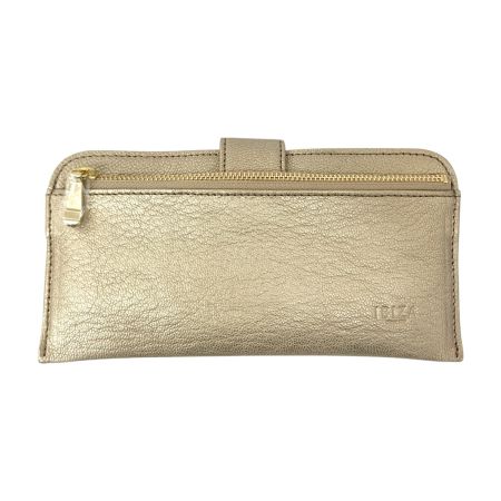  IBIZA イビサ 本革 ファスナー 付き 長財布  ゴールド