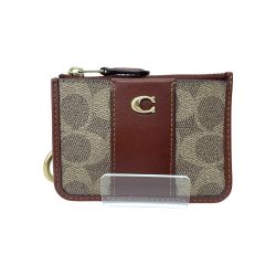 〇〇 COACH コーチ パスケース ミニ スキニー ID ケース・シグネチャー キャンバス CI185 ブラウン Aランク