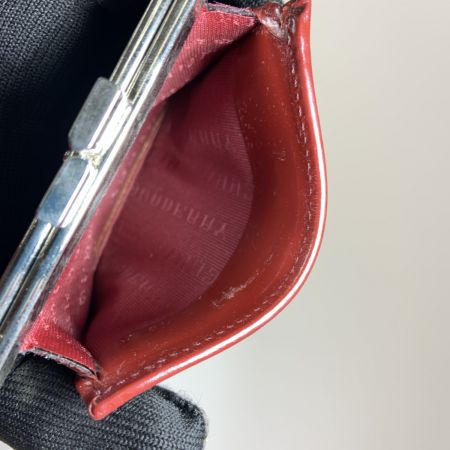  BURBERRY LONDON バーバリーロンドン ノバチェック がま口 2つ折り財布 レッド x ベージュ 現状渡し