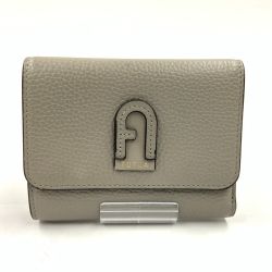 〇〇 FURLA フルラ ダフネ ロゴ 三つ折り財布 WP00241 グレー Bランク
