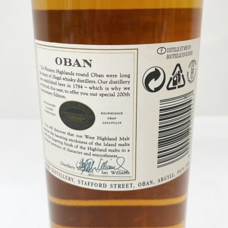  Oban オーバン ウィスキー 14年 200 Years Anniversary 750ml 43% 未開栓
