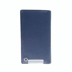 〇〇 BVLGARI ブルガリ レザー 二つ折り財布 ブルー Cランク