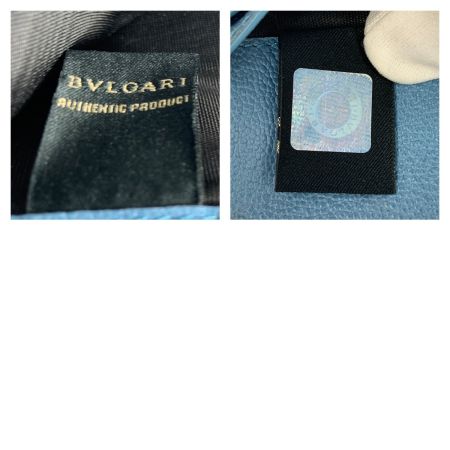  BVLGARI ブルガリ レザー 二つ折り財布 ブルー
