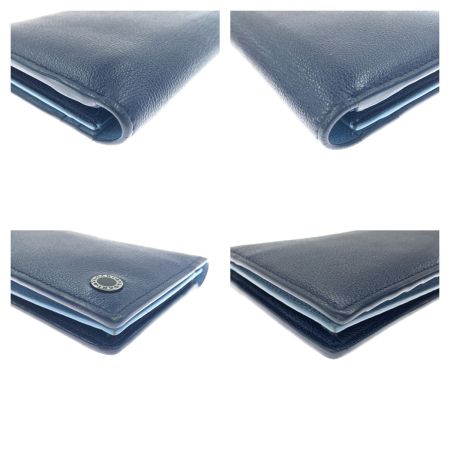  BVLGARI ブルガリ レザー 二つ折り財布 ブルー