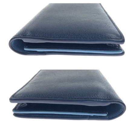  BVLGARI ブルガリ レザー 二つ折り財布 ブルー