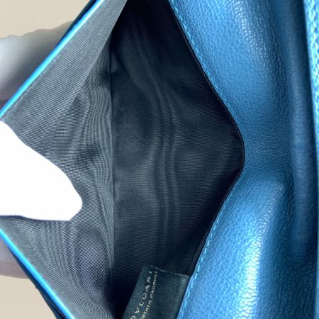  BVLGARI ブルガリ レザー 二つ折り財布 ブルー