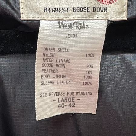  WEST RIDE ウエストライド メンズ ダウンジャケット Riding Inner Down Jacket SIZE L ID-01 ブラック 2WAY グースダウン90% 