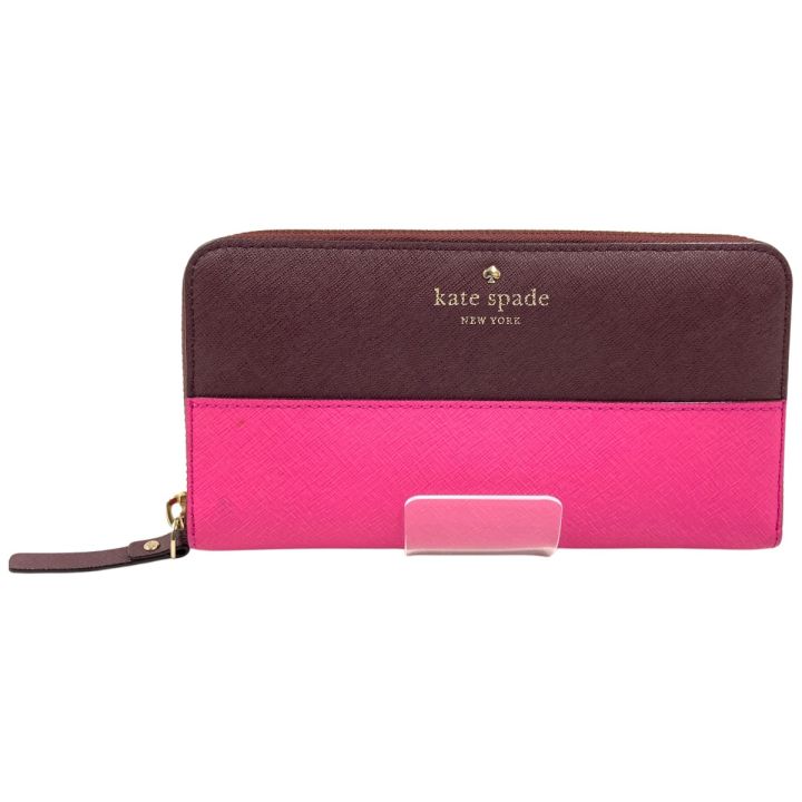 Kate Spade ケイトスペード ラウンドファスナー 長財布 ピンク - 中古