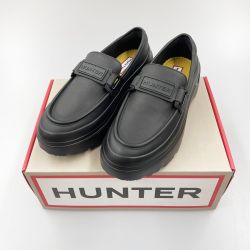 〇〇 HUNTER ハンター レディース  ローファー REFINED EXPLORER FLATFORM LOAFER サイズ24cm UFF2251LEA ブラック Sランク