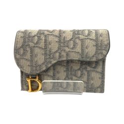 〇〇 Christian Dior クリスチャンディオール Saddle Bloom カードホルダー ディオール オブリーク ジャカード カードケース ライトグレー Bランク