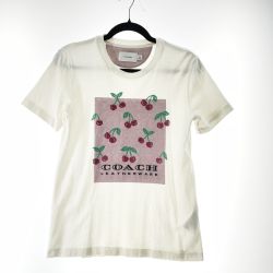 〇〇 COACH コーチ レディース シグネチャー スクエア クロス スティッチ チェリーTシャツ サイズXS CI403 ホワイト Bランク