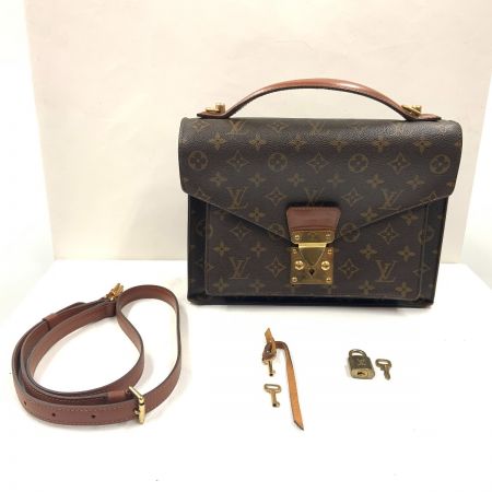  LOUIS VUITTON ルイヴィトン モノグラム モンソー28 ユニセックス 2WAYバッグ M51185 ブラウン ジャンク品 現状渡し