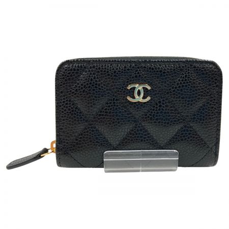  CHANEL シャネル マトラッセ クラシック ジップ コインパース キャビアスキン コインケース AP0216 ブラック