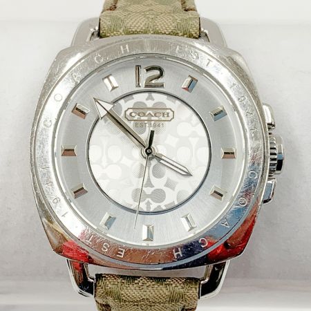  COACH コーチ ミニシグネチャー クォーツ腕時計 AC.64.7.14.0606 シルバー x グリーン