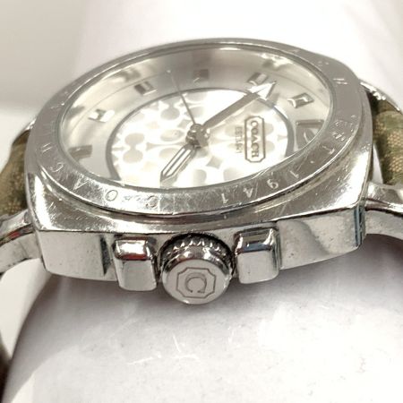  COACH コーチ ミニシグネチャー クォーツ腕時計 AC.64.7.14.0606 シルバー x グリーン