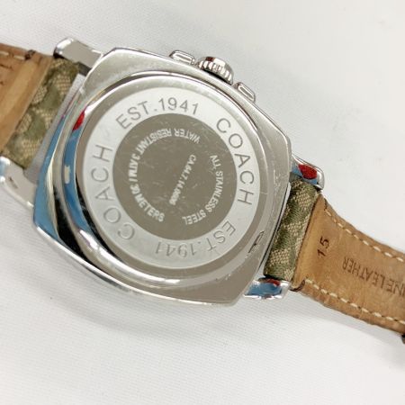  COACH コーチ ミニシグネチャー クォーツ腕時計 AC.64.7.14.0606 シルバー x グリーン
