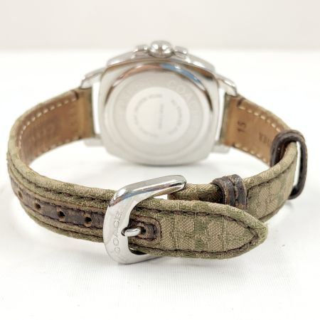  COACH コーチ ミニシグネチャー クォーツ腕時計 AC.64.7.14.0606 シルバー x グリーン