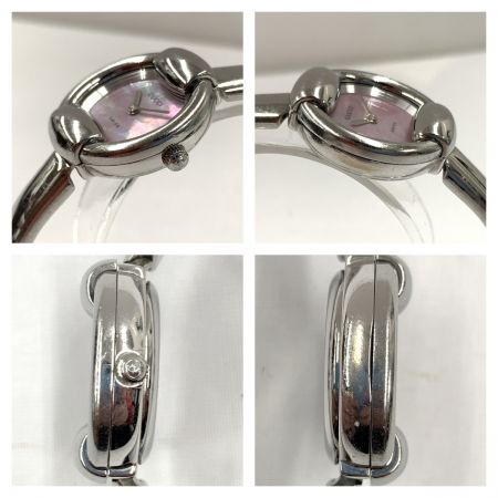  GUCCI グッチ バングルウォッチ ピンクシェル クォーツ腕時計　 1400L シルバー