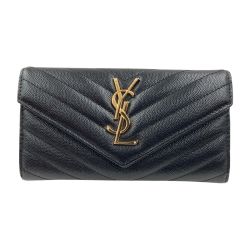 〇〇 SAINT LAURENT PARIS サンローランパリ モノグラム サンローラン ラージ フラップウォレット 二つ折り長財布 372264 ブラック Bランク
