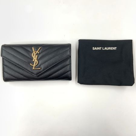  SAINT LAURENT PARIS サンローランパリ モノグラム サンローラン ラージ フラップウォレット 二つ折り長財布 372264 ブラック
