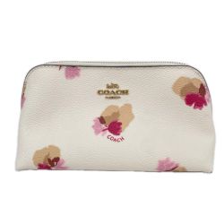 COACH コーチ コスメポーチ フローラル 花柄 プリント F65349 アイボリー Aランク