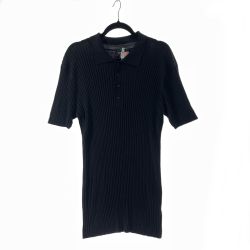 〇〇 EMPORIO ARMANI エンポリオアルマーニ メンズ 半袖ニット ポロニットシャツ サイズ58 ブラック Bランク