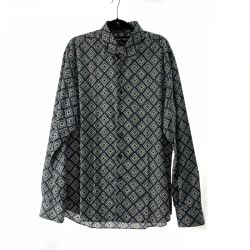 〇〇 Salvatore Ferragamo サルヴァトーレフェラガモ メンズ シャツ 総柄 サイズXL ネイビー Aランク