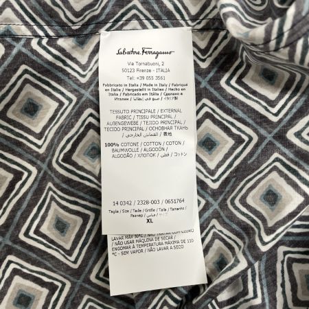  Salvatore Ferragamo サルヴァトーレフェラガモ メンズ シャツ 総柄 サイズXL ネイビー