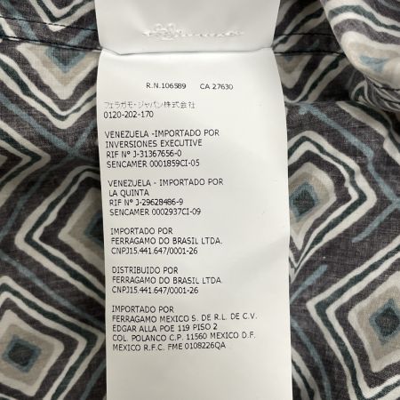  Salvatore Ferragamo サルヴァトーレフェラガモ メンズ シャツ 総柄 サイズXL ネイビー