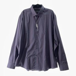 〇〇 Salvatore Ferragamo サルヴァトーレフェラガモ メンズ シャツ チェック サイズXL ネイビー Aランク