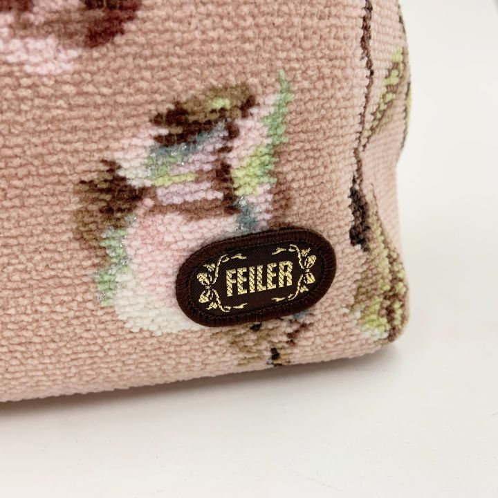 FEILER フェイラー 花柄 シュニール織 トートバッグ ピンク - 中古