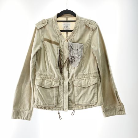  AVIREX アビレックス レディース  ノーカラー ミリタリージャケット サイズM ベージュ