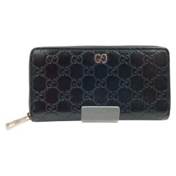 〇〇 GUCCI グッチ シグネチャー レザー ジップアラウンドウォレット ラウンドファスナー 長財布 473928 525040 ブラック Bランク